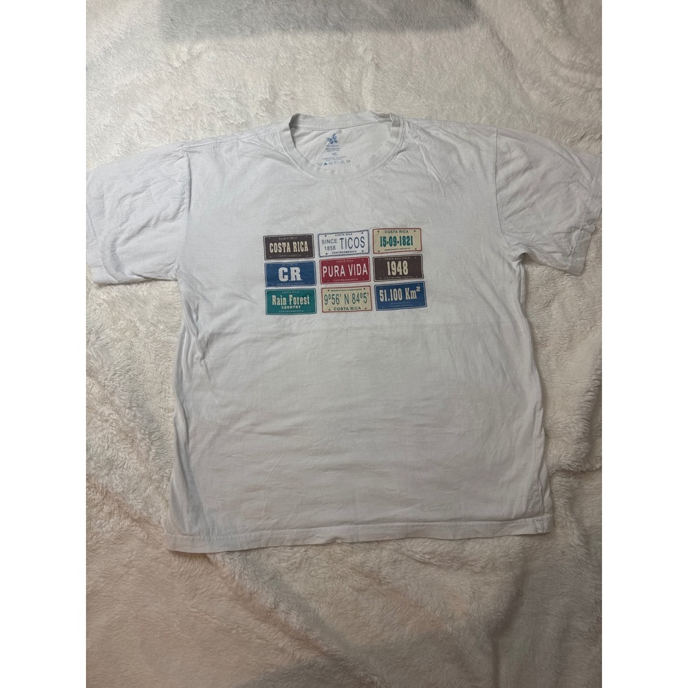 Morpho Costa Rica Graphic T-Shirt Mens XL White Pura Vida License Plate